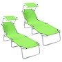 Tumbonas Plegables 2 pcs con Toldillo Verde 600D Oxford | Foro24.es | Tu tienda online para hogar, jardín y más Foro24.es