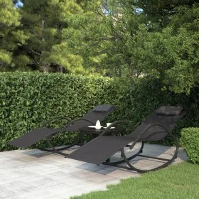Rocking loungers 2 pcs black steel and textilene by vidaXL, Loungers - Ref: Foro24-318132, Price: 176,77 €, Discount: %