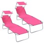 Tumbonas Plegables 2 pcs con Sombrilla Rosa Tela Oxford 600D by , Loungers - Ref: Foro24-42003066, Price: 104,34 €, Discount: %