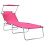 Tumbonas Plegables 2 pcs con Sombrilla Rosa Tela Oxford 600D by , Loungers - Ref: Foro24-42003066, Price: 104,34 €, Discount: %