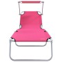 Tumbonas Plegables 2 pcs con Sombrilla Rosa Tela Oxford 600D by , Loungers - Ref: Foro24-42003066, Price: 104,34 €, Discount: %