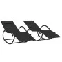 Tumbonas mecedoras 2 uds acero negro y textilene de vidaXL, Tumbonas - Ref: Foro24-318132, Precio: 176,47 €, Descuento: %