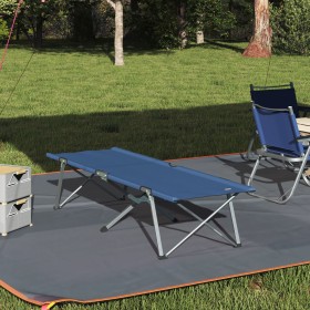 Cama de Camping Plegable Azul Metal, Tela