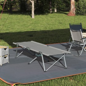 Cama de Camping Plegable Gris Aluminio Grande