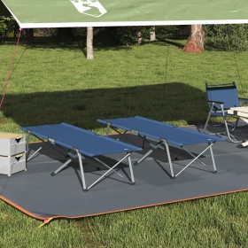 Juego de Cama de Camping Plegable Azul Tela y