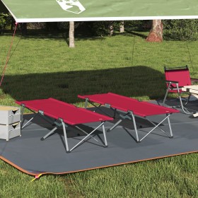 Cama de Lounge Plegable Roja Metal, Tela Estándar