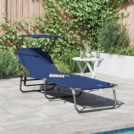 Tumbona Plegable con Techo Azul de Tejido Oxford 600D | Foro24.es | Tu tienda online para hogar, jardín y más Foro24.es