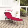 Tumbona de sol plegable con toldo Roja 600D Oxford by , Loungers - Ref: Foro24-42003130, Price: 70,58 €, Discount: %