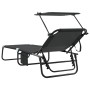 Tumbona plegable con toldo de tela Oxford 600D negra by , Loungers - Ref: Foro24-42003129, Price: 70,58 €, Discount: %