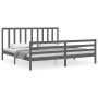 Gray solid wood bed frame with headboard 200x200 cm by vidaXL, Beds and slatted bases - Ref: Foro24-3193813, Price: 172,41 €,...