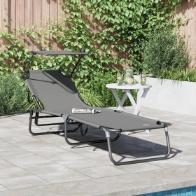 Tumbona Plegable con Toldo Gris 600D Tela Oxford von , Liegen - Ref: Foro24-42003131, Preis: 70,58 €, Rabatt: %