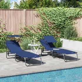 Tumbonas Plegables 2 pcs con Toldito Fabric