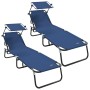 Tumbonas Plegables 2 pcs con Toldito Fabric Oxford Azul 600D | Foro24.es | Tu tienda online para hogar, jardín y más Foro24.es