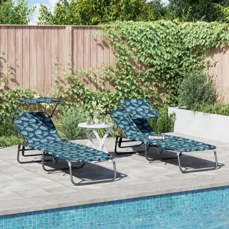 Tumbonas Plegables 2 pcs con Impresión de Hojas 600D de Tela Oxford | Foro24.es | Tu tienda online para hogar, jardín y más Foro24.es