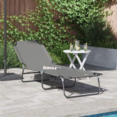 Tumbona Plegable Portátil Gris 600D Oxford | Foro24.es | Tu tienda online para hogar, jardín y más Foro24.es