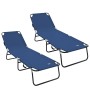 Tumbona plegable 2 pcs portátil de tela Oxford azul 600D