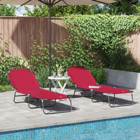 Tumbona Plegable 2 pcs Portátil Rojo Tela Oxford 600D | Foro24.es | Tu tienda online para hogar, jardín y más Foro24.es