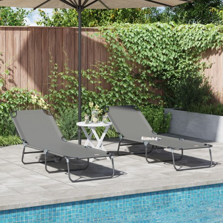 Tumbona Plegable 2 pcs Portátil Gris de Tela Oxford 600D by , Loungers - Ref: Foro24-42003149, Price: 101,93 €, Discount: %