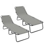 Tumbona Plegable 2 pcs Portátil Gris de Tela Oxford 600D by , Loungers - Ref: Foro24-42003149, Price: 101,93 €, Discount: %