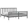 Gray solid wood bed frame with headboard 200x200 cm by vidaXL, Beds and slatted bases - Ref: Foro24-3193813, Price: 172,41 €,...