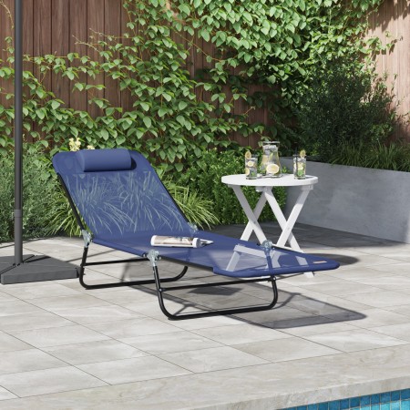 Tumbona Plegable con Respaldo Azul Textileno | Foro24.es | Tu tienda online para hogar, jardín y más Foro24.es