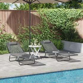 Tumbonas plegables de 2 pcs con reposacabezas