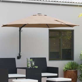 Sombrilla de Patio Taupe Poliéster Grande Plegable