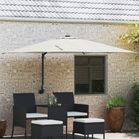 Sombrilla de Patio Arena Poliéster, Aluminio Grande Plegable