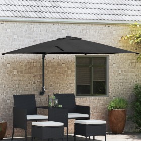 Sombrilla de Patio Negra Poliéster, Acero Grande