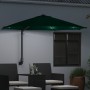 Paraguas de Jardín Montado en la Pared con LEDs Verde 248 cm
