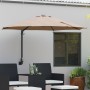 Paraguas de Jardín Montado en la Pared con LEDs Taupe 248 cm