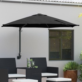 Parasol de jardín montado en la pared con LEDs Negro 248 cm de , Sombrillas - Ref: Foro24-42003249, Precio: 89,38 €