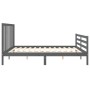 Gray solid wood bed frame with headboard 200x200 cm by vidaXL, Beds and slatted bases - Ref: Foro24-3193813, Price: 172,41 €,...