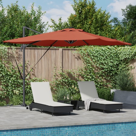 Parasol Cantilever Roma con LEDs Terracota 286x285x270 cm Aluminio | Foro24.es | Tu tienda online para hogar, jardín y más Foro24.es