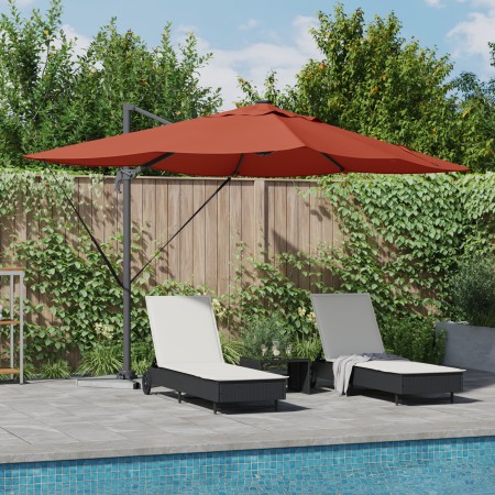 Parasol Cantilever Roma con LEDs Terracota 352x251x265 cm Aluminio | Foro24.es | Tu tienda online para hogar, jardín y más Foro24.es