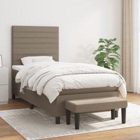 Cama box spring con colchón tela gris taupe 90x190 cm en Camas y somieres | Comprar online en Foro24