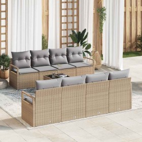 Conjunto de sofá de jardín 7 pcs Beige y gris 55 x 55 x 37 cm