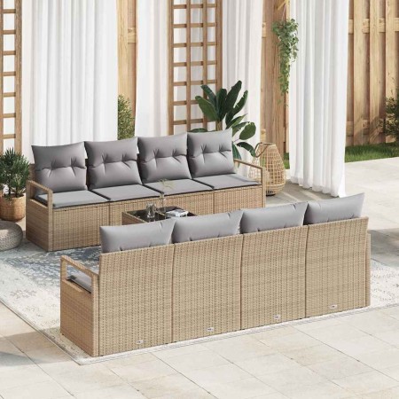 Conjunto de sofá de jardín 7 pcs Beige y gris 55 x 55 x 37 cm