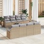 Conjunto de sofá de jardín 7 pcs Beige y gris 55 x 55 x 37 cm