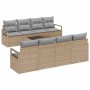 Conjunto de sofá de jardín 7 pcs Beige y gris 55 x 55 x 37 cm