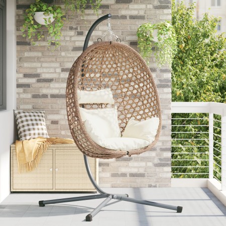 Cesta de Silla Hueva Colgante con Soporte de Poliratán Café von , Gartenwippen - Ref: Foro24-42003848, Preis: 207,38 €, Rabat...
