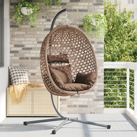 Cesta Silla Huevo Colgante con Base Café de Ratán Sintético von , Gartenwippen - Ref: Foro24-42003849, Preis: 207,38 €, Rabat...
