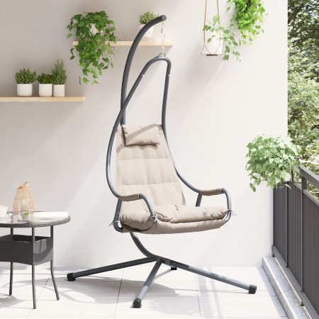 Silla Colgante con Soporte y Cojín Taupe Acero | Foro24.es | Tu tienda online para hogar, jardín y más Foro24.es