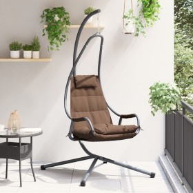 Silla Colgante con Soporte y Cojín Café Acero