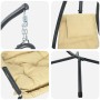 Silla Colgante con Soporte y Cojín Beige Acero
