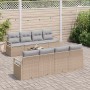 Conjunto de sofá de jardín 7 pcs Beige y gris 55 x 55 x 37 cm