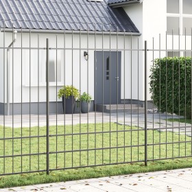 Valla de jardín con parte superior en arco gris