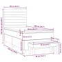 Cama box spring con colchón tela marrón oscuro 90x200 cm
