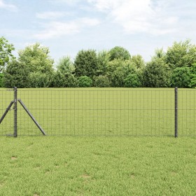 Poste de Valla 13 pcs Gris Ø32 mm 80 cm Acero