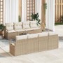 Conjunto de sofá de jardín 7 pcs Beige y Crema 55 x 55 x 37 cm